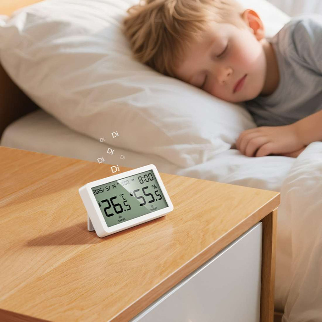 Indoor climate monitor with clock display