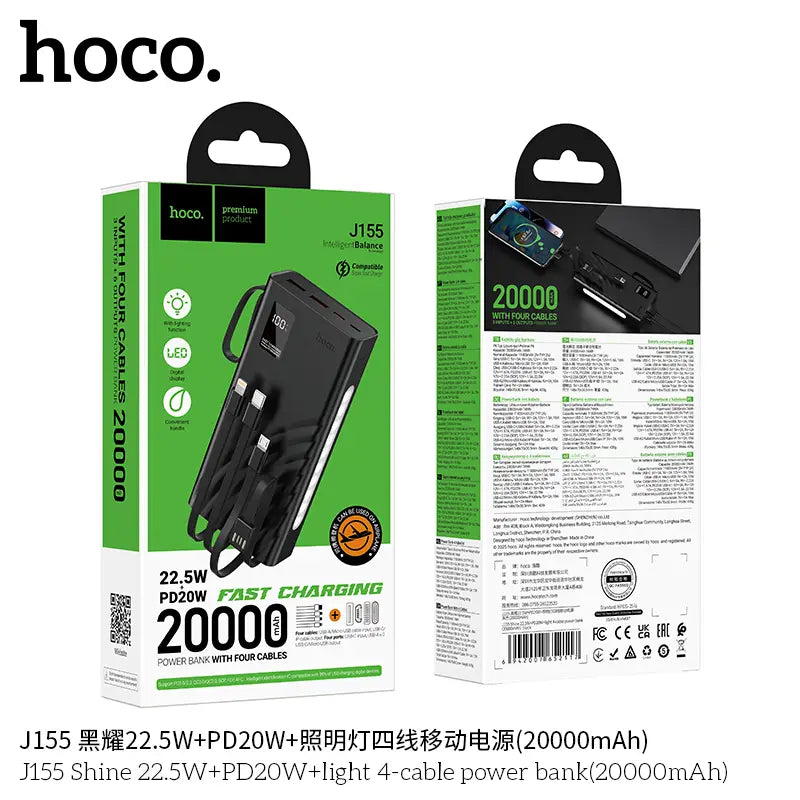 Hoco J155 portable charger in hand for travel use

