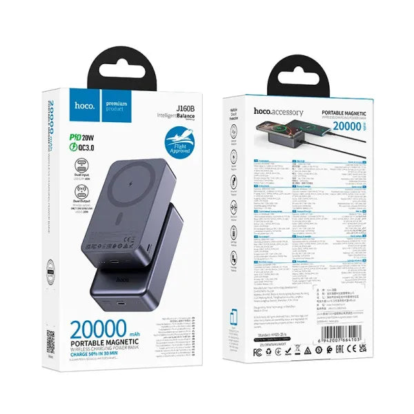 HOCO J160B 20000mAh Portable Magnetic Wireless Power Bank