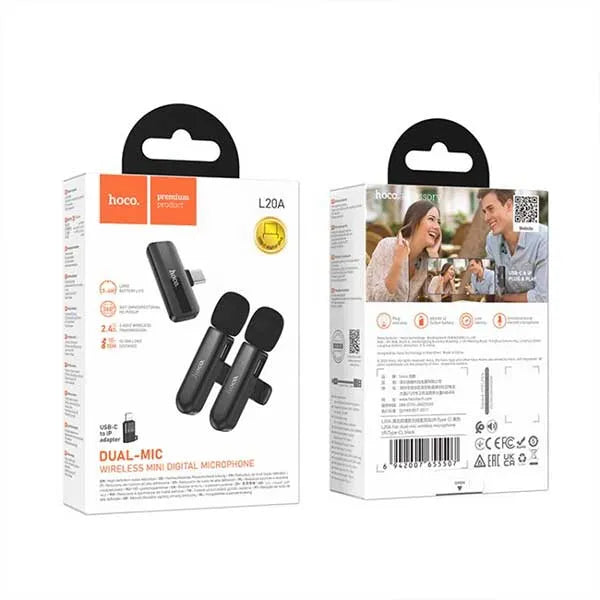 Hoco L20 lavalier microphone in use for interview recording