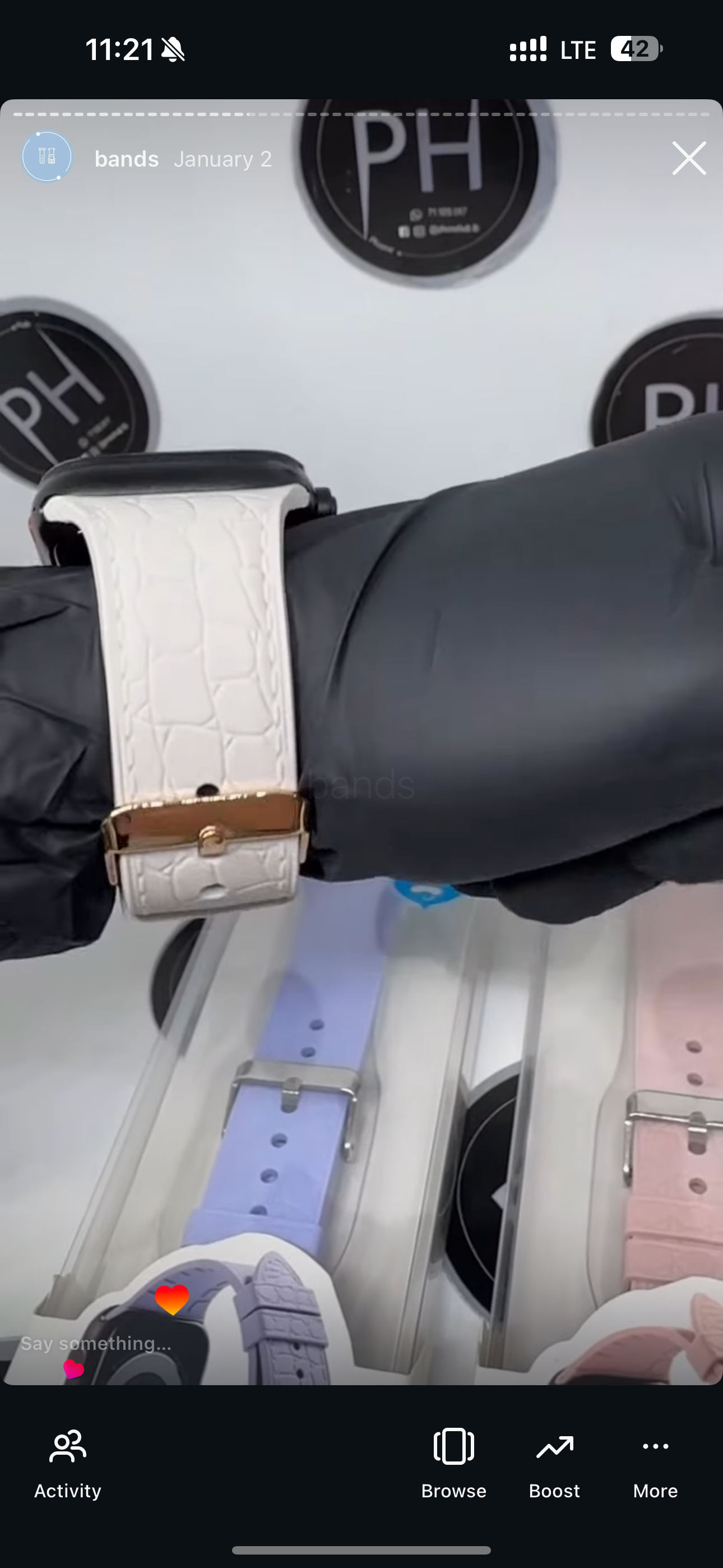 Leather Apple Watch band front view