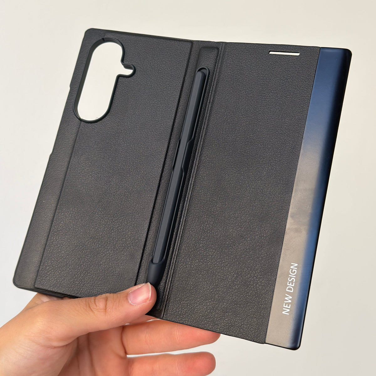 Leather Flip Case Samsung Galaxy Z Fold 7 Black – S Pen Holder Slot