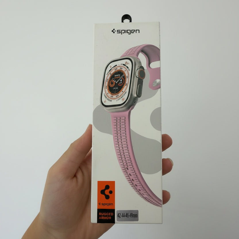Spigen Rugged Armor Apple Watch Band Pink – Textured Silicone Sport Strap