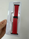 Perforated Leather Magnetic Apple Watch Band Red – Contrast Stitching