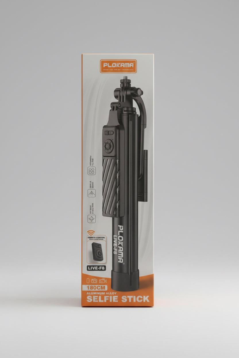 PLOKAMA LIVE-F8 Selfie Stick Tripod Extended – Quad Metal Legs
