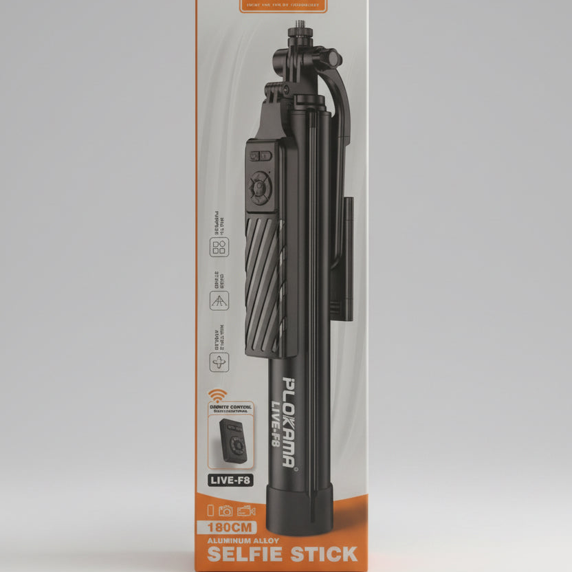 PLOKAMA LIVE-F8 Selfie Stick Tripod – 180cm Aluminium Alloy
