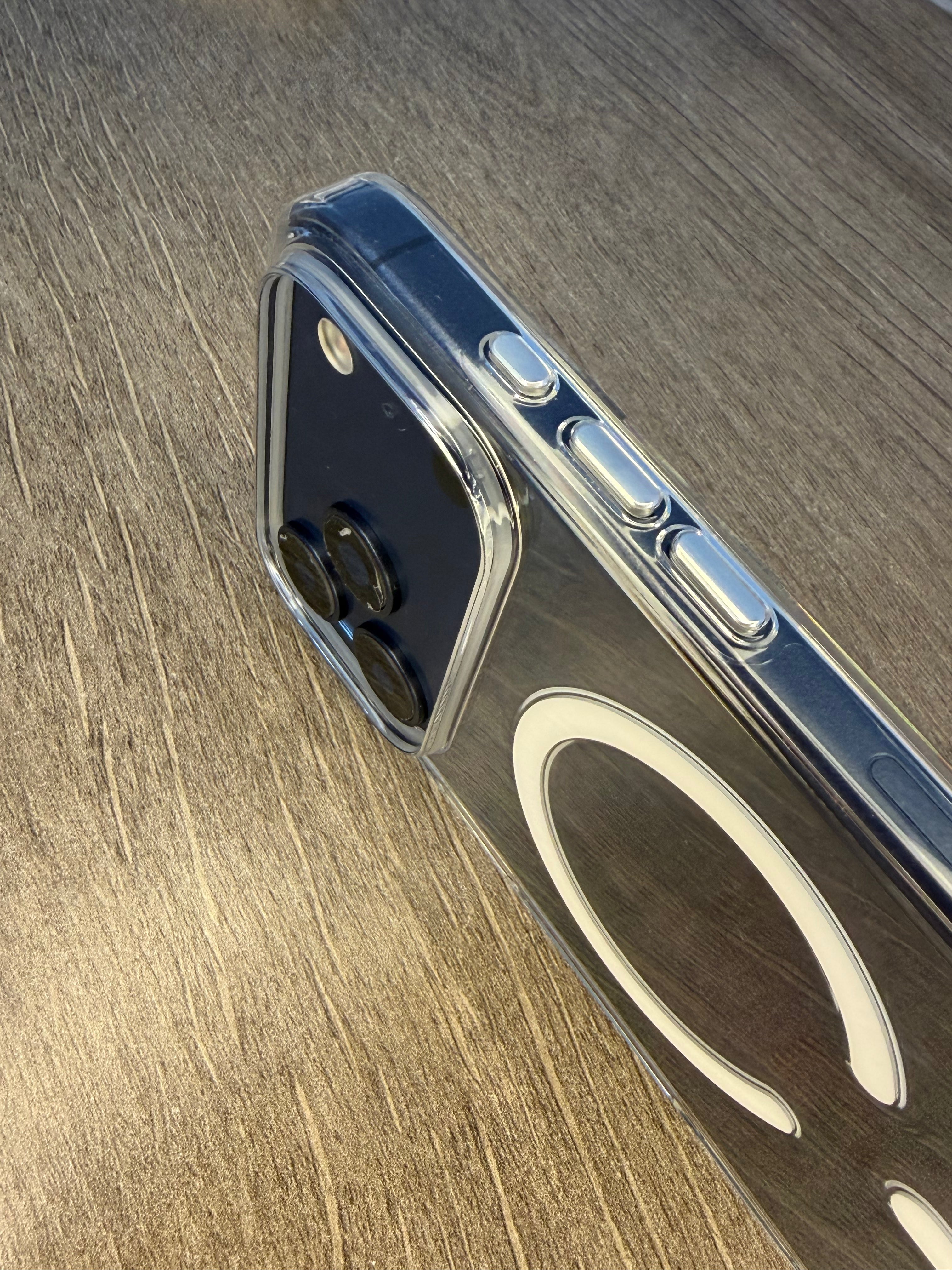 PULOKA Magsafe Clear Case Rubber Edges | Plastic Back | Aluminum Buttons