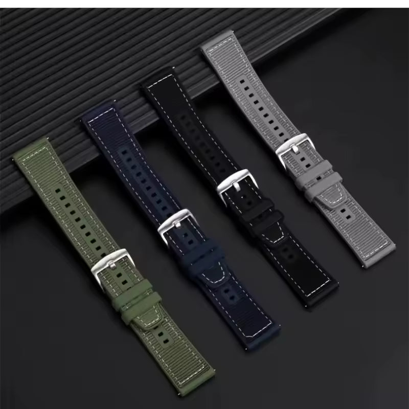 Silicone watch band 20mm 22mm Samsung Huawei front view
