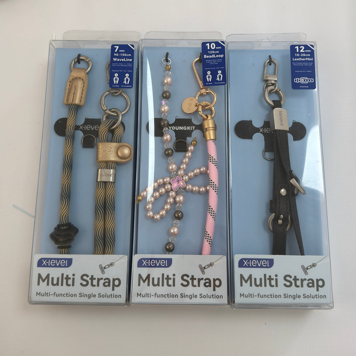 X-Level Multi Strap phone lanyard with adjustable rope design and metal clip