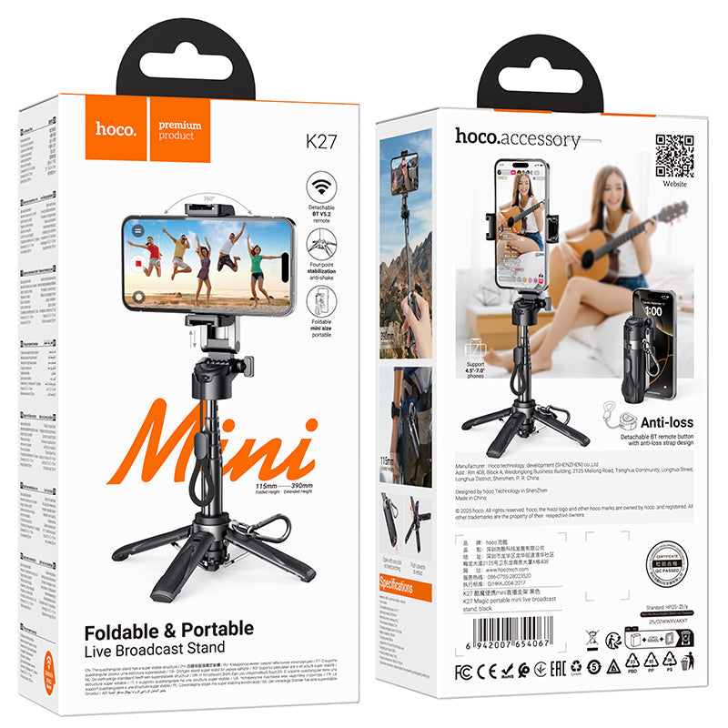 HOCO K27 selfie stick tripod extended full height
