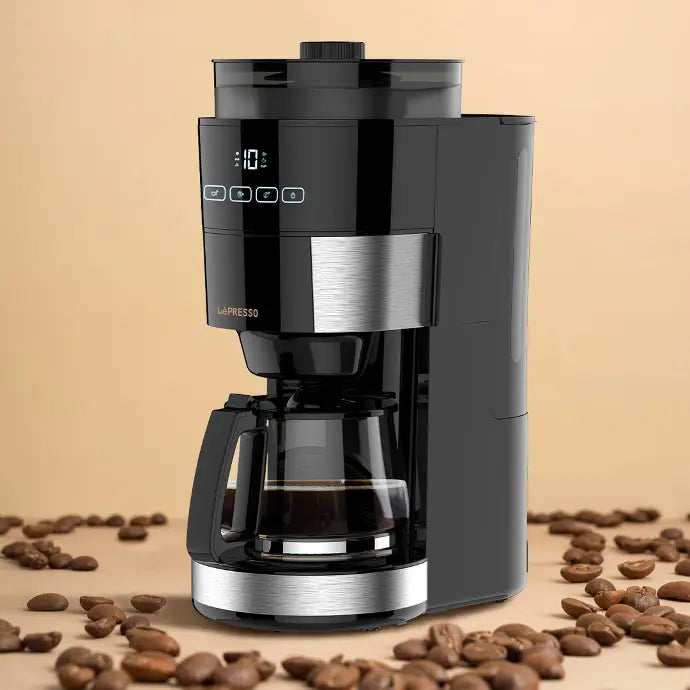 LePresso 10-cup grinding machine bean hopper capacity
