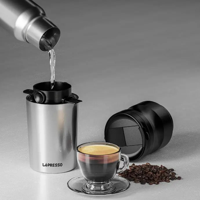 Adjustable grind settings on LePresso coffee maker
