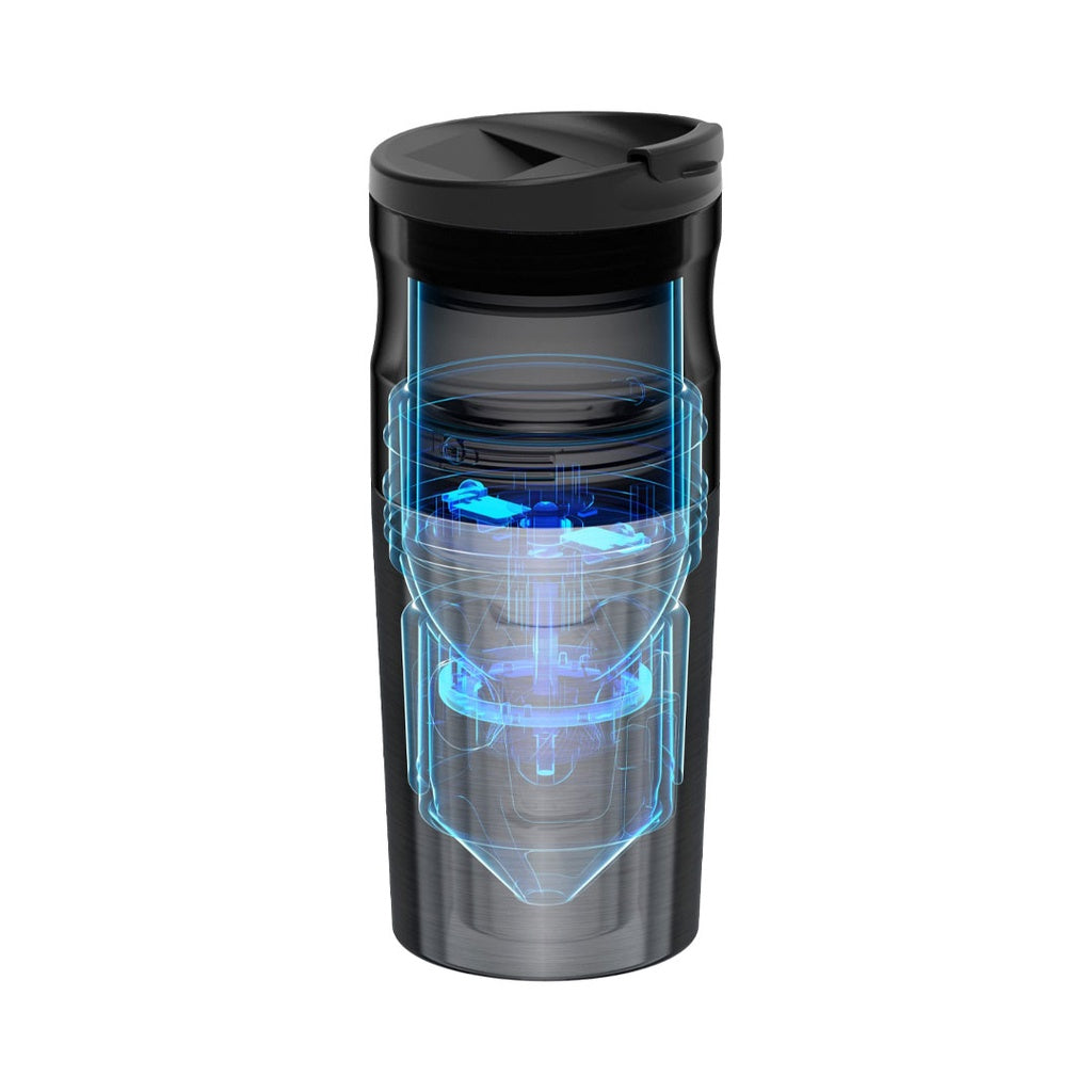 LePresso coffee grinder and brewer compact design