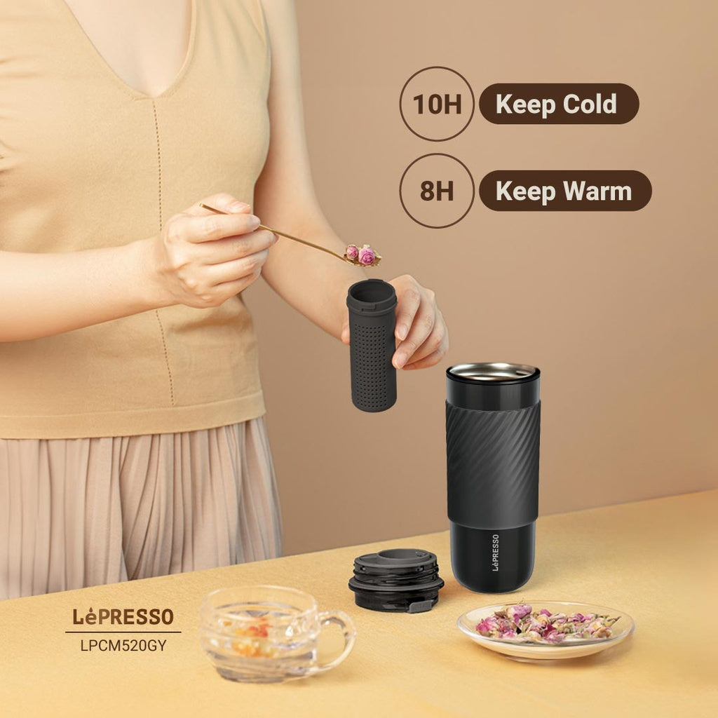 LePresso thermal tumbler with leak-resistant lid and durable double-wall construction
