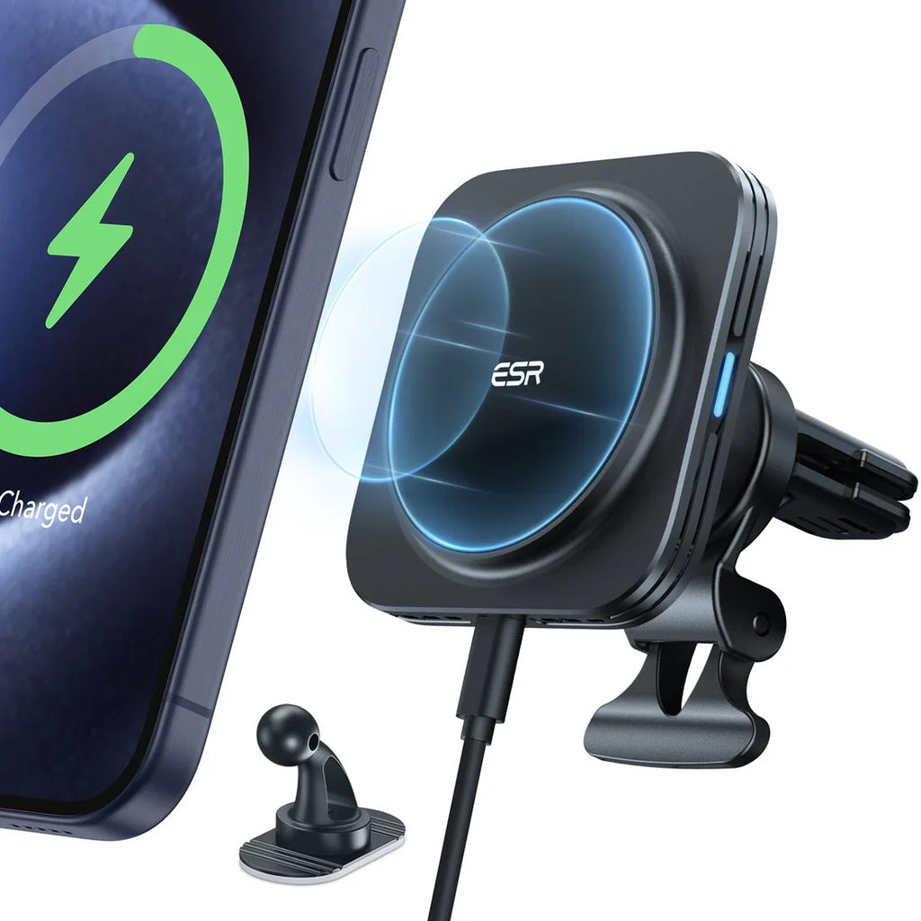 ESR HaloLock magnetic wireless car charger black front view