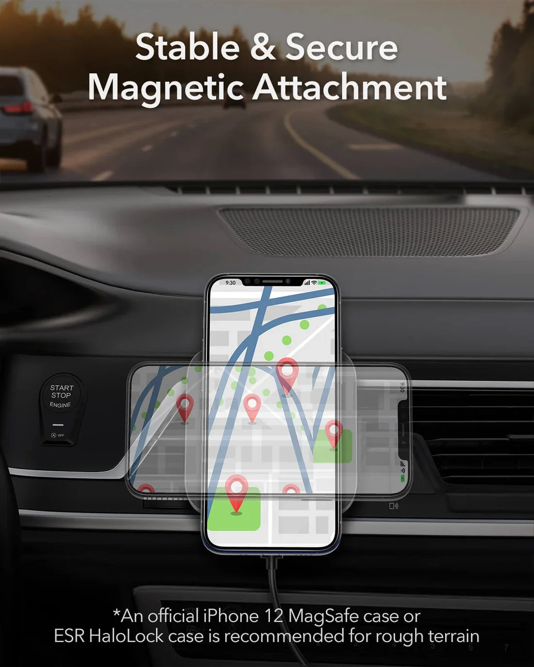 ESR Wireless Car Charger Holder (HaloLock) – Black