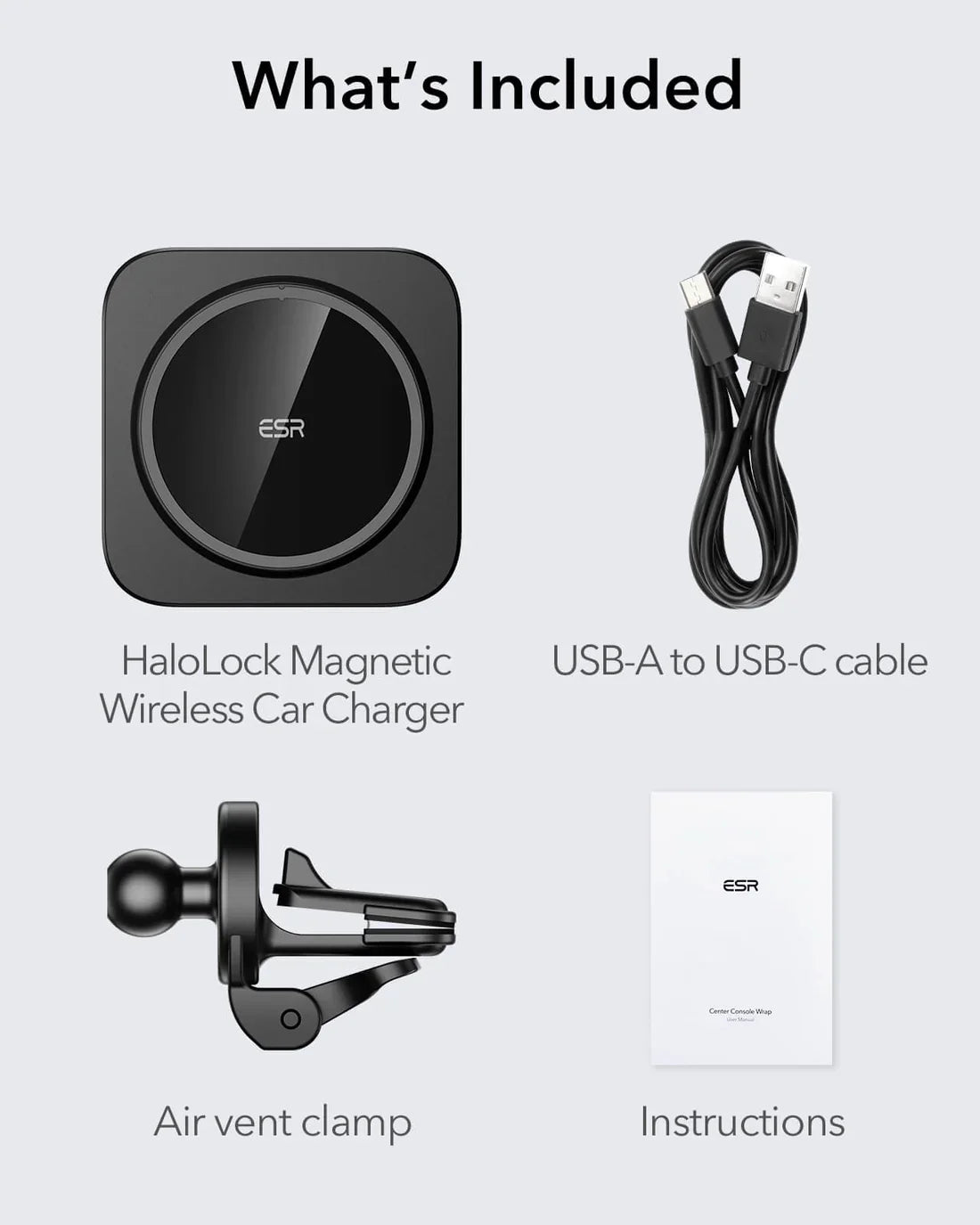 ESR Wireless Car Charger Holder (HaloLock) – Black