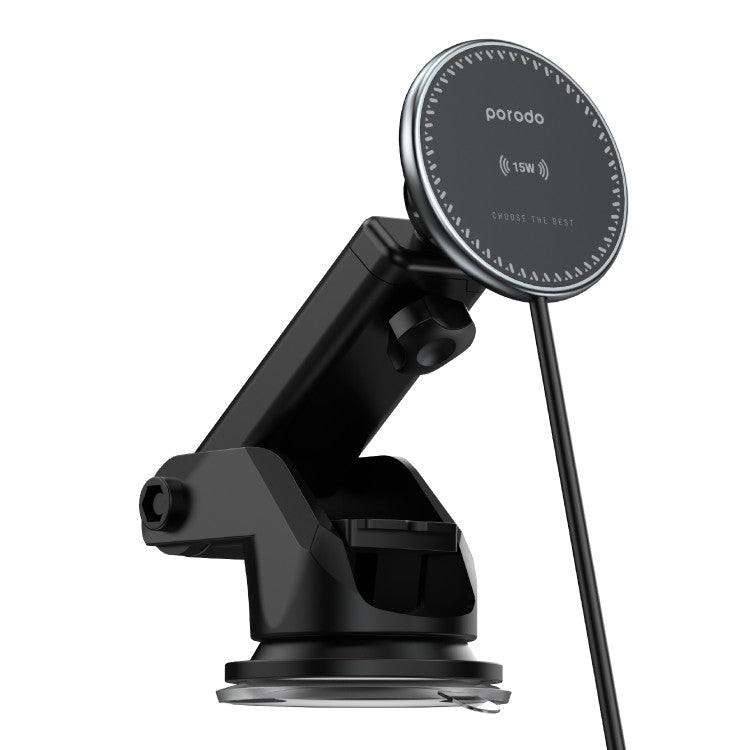 Porodo 3-in-1 magnetic car charger mount 15W front view