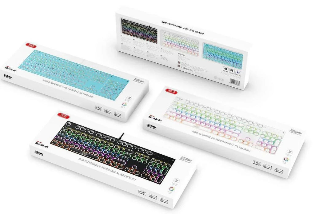 XO KB07 RGB backlighting active keyboard close-up