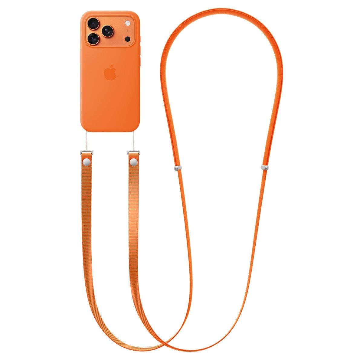 Apple Crossbody Strap – Orange Shoulder Lanyard on iPhone