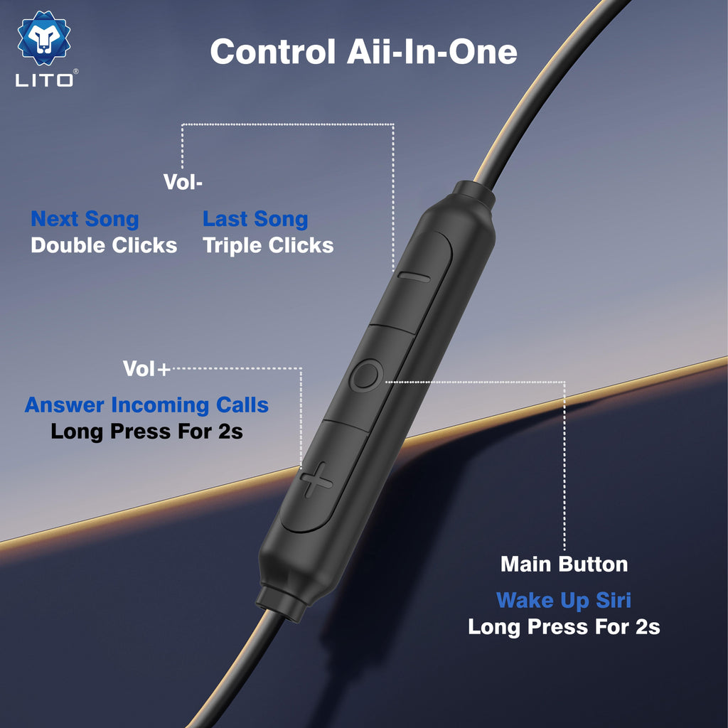 LITO LF05T earphones USB-C connector and in-line controls