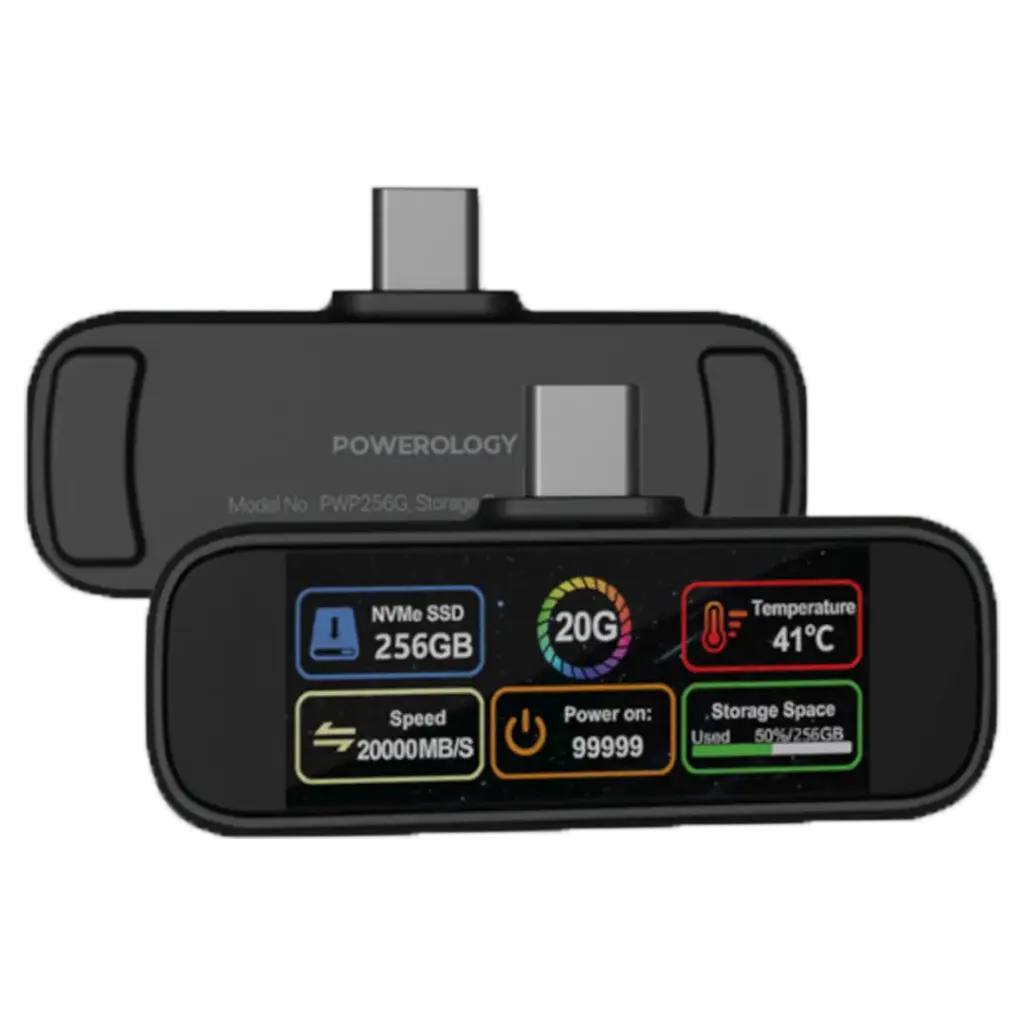 Powerology VaultX Mini SSD – TFT Display Front View