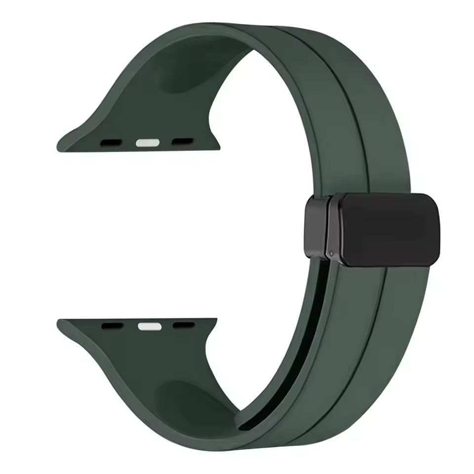 Magnetic Silicone Apple Watch Band – Pine Green