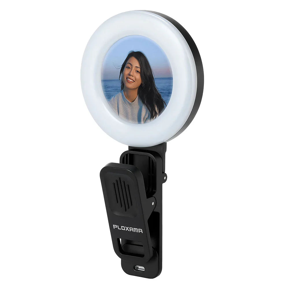 Plokama U20 LED mini selfie ring light with mirror clip
