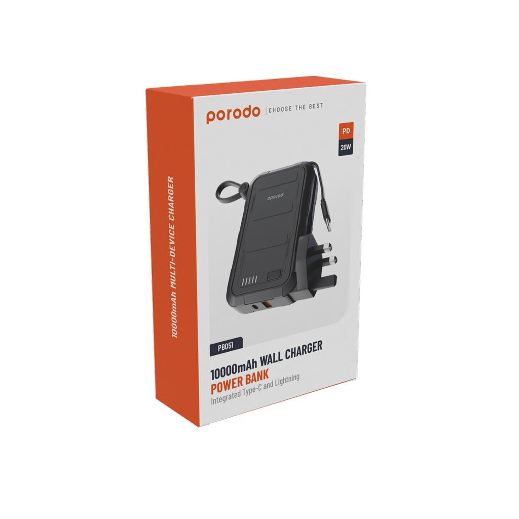 Compact Porodo wall charger battery pack for smartphones
