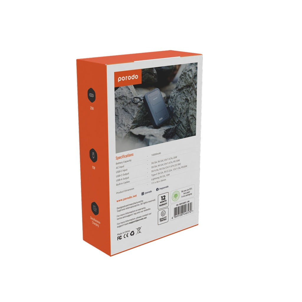 Porodo hybrid power bank with integrated wall charging design