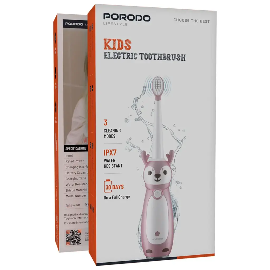 Waterproof kids sonic toothbrush with smart timer
