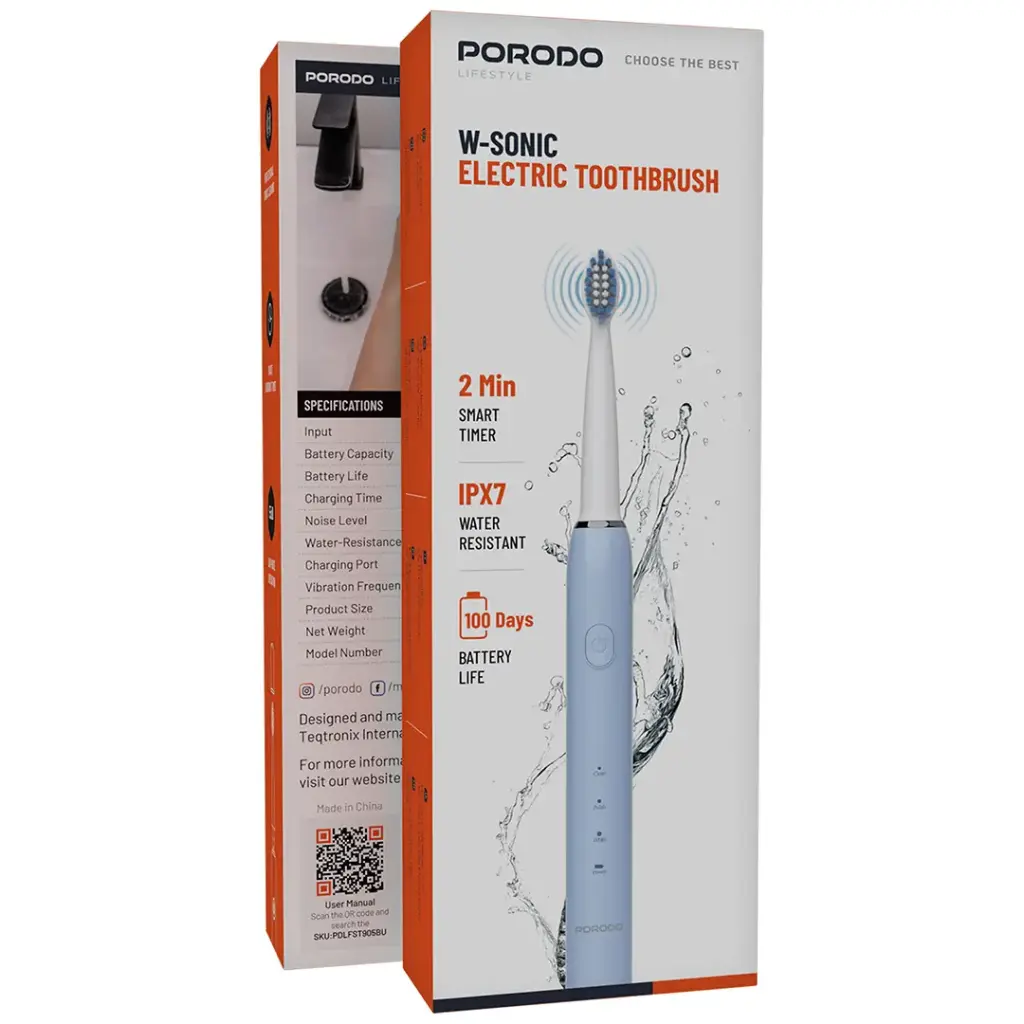 Sonic electric toothbrush by Porodo Lifestyle with smart timer
