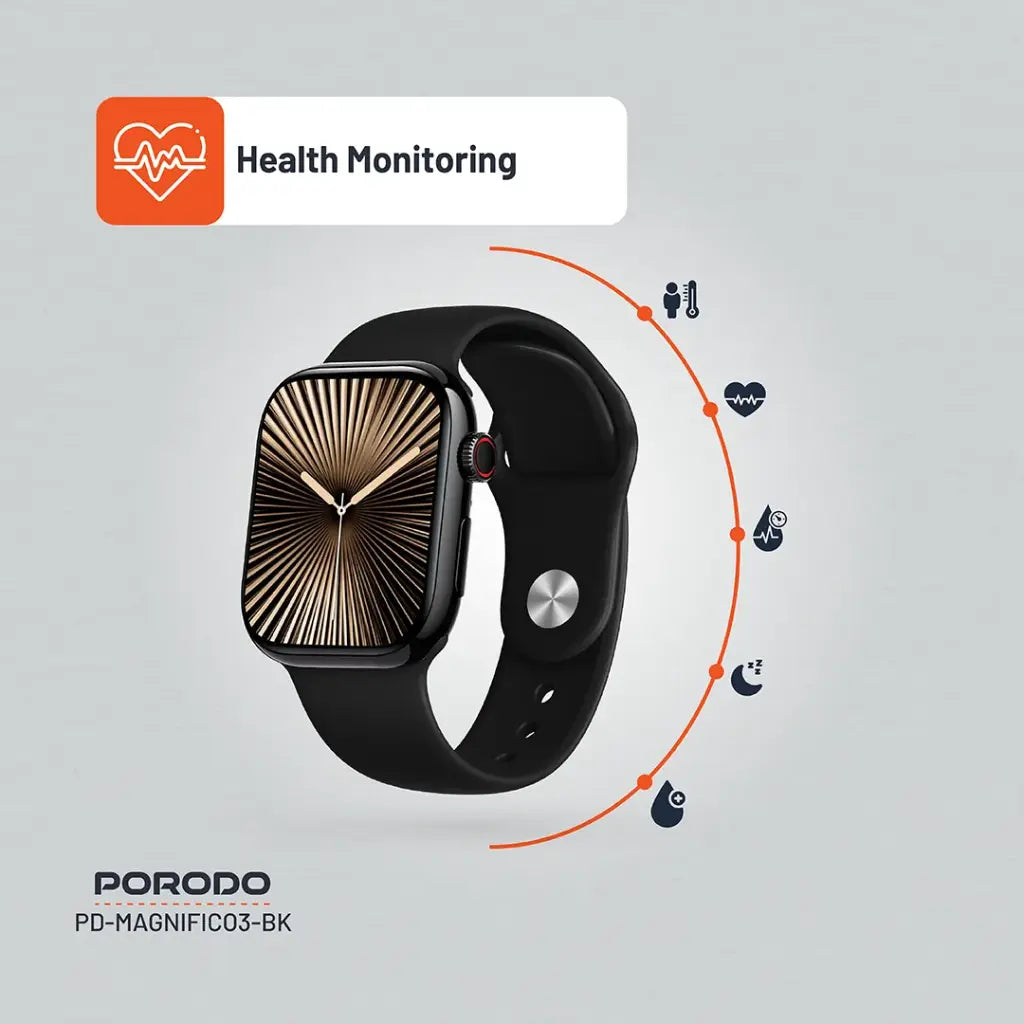 PORODO Magnifico 3 Smart Watch Slim 2.0" HD Display & Extra Strap
