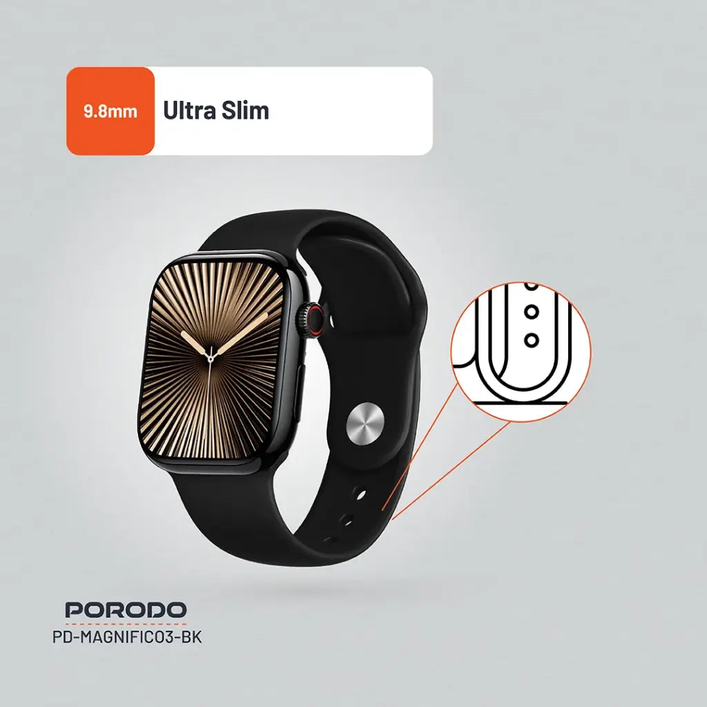 PORODO Magnifico 3 Smart Watch Slim 2.0" HD Display & Extra Strap