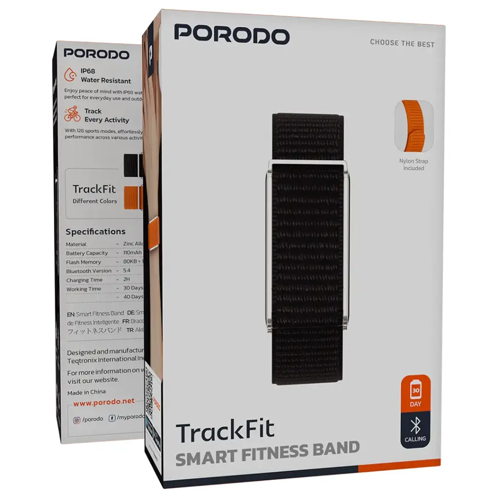 Porodo TrackFit wearable fitness tracker for daily activity tracking
