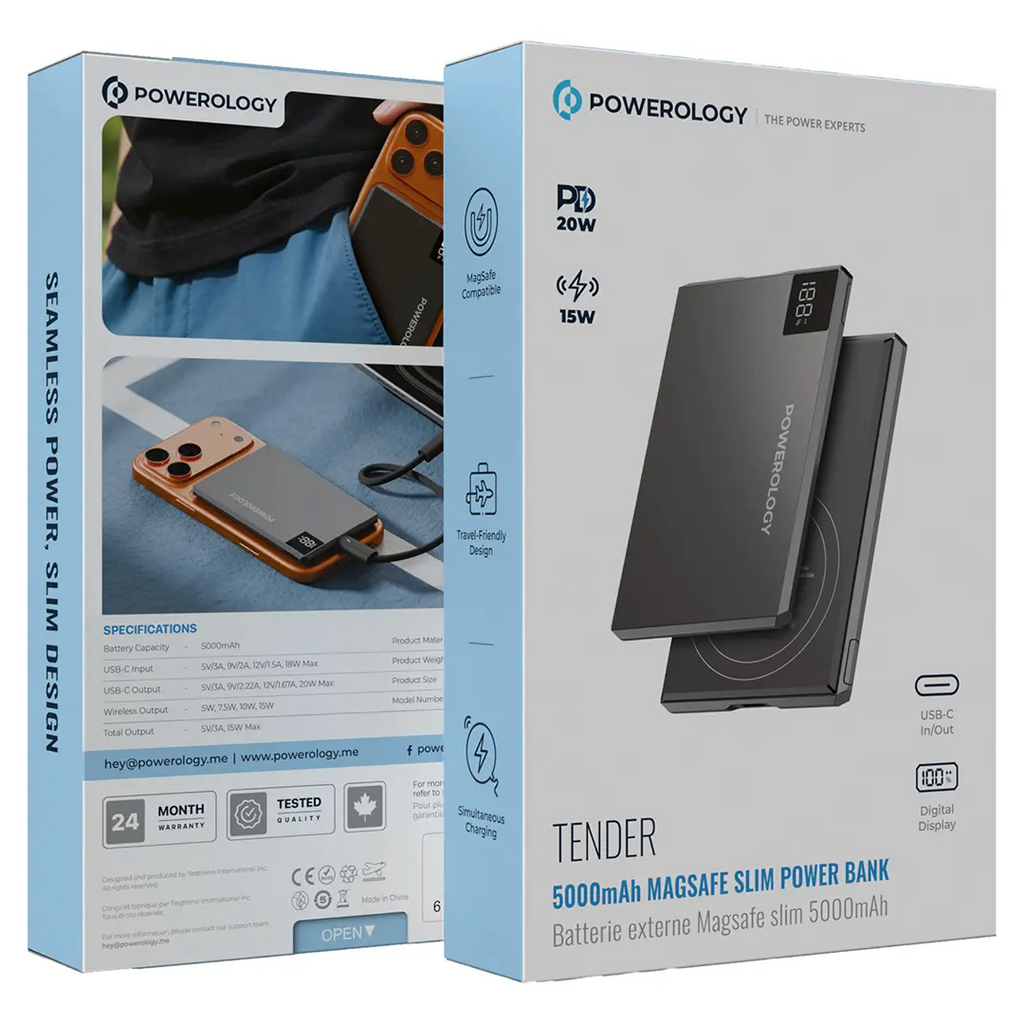 Powerology Tender 5000mAh – 20W USB-C Power Delivery port
