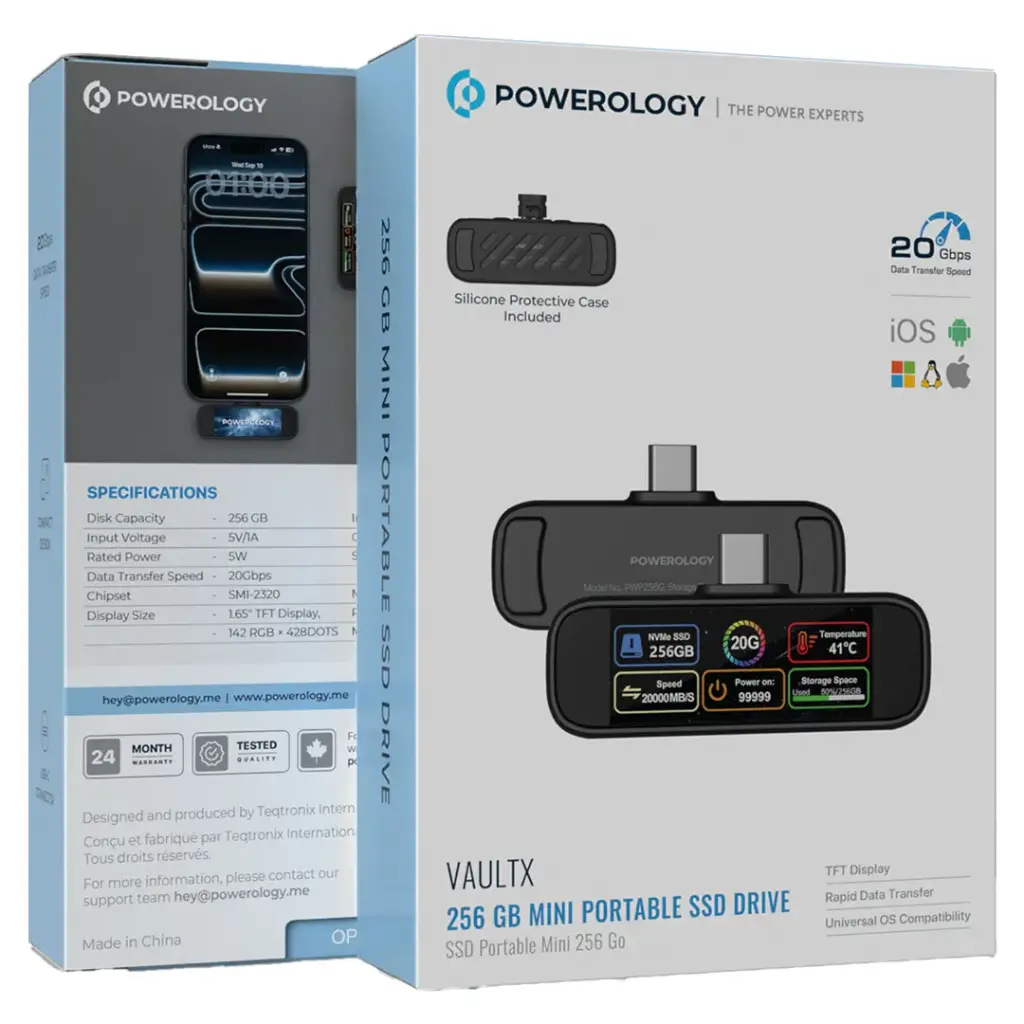 Powerology VaultX Mini SSD – Silicone Case Included