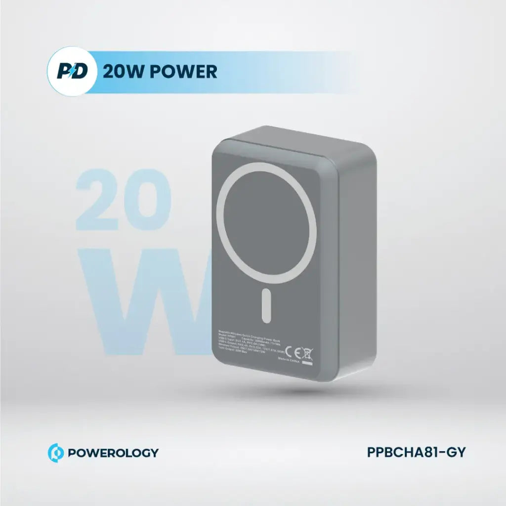 Powerology 30000mAh MagSafe Aluminum Power Bank - Black