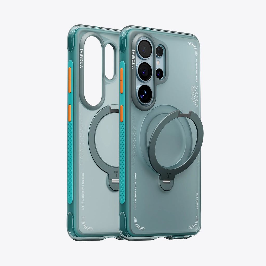 Slim shockproof Samsung S26 Ultra case featuring TORRAS Ostand Q3 Air design.
