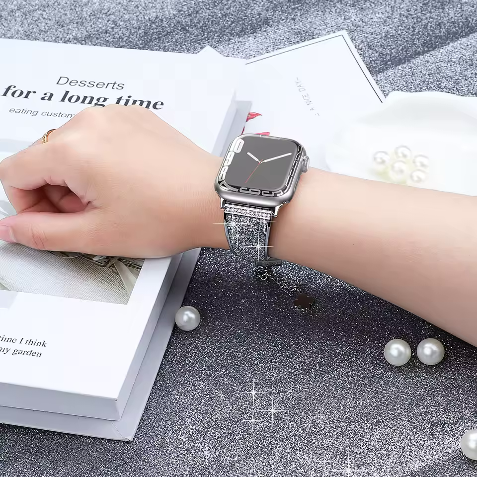 Women's Diamond Metal Apple Watch Band – Link Adjustment