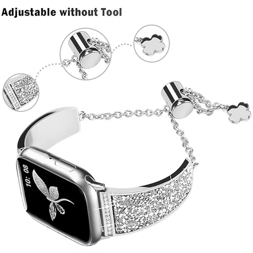 Women's Diamond Metal Apple Watch Band – Gold Color Close-up