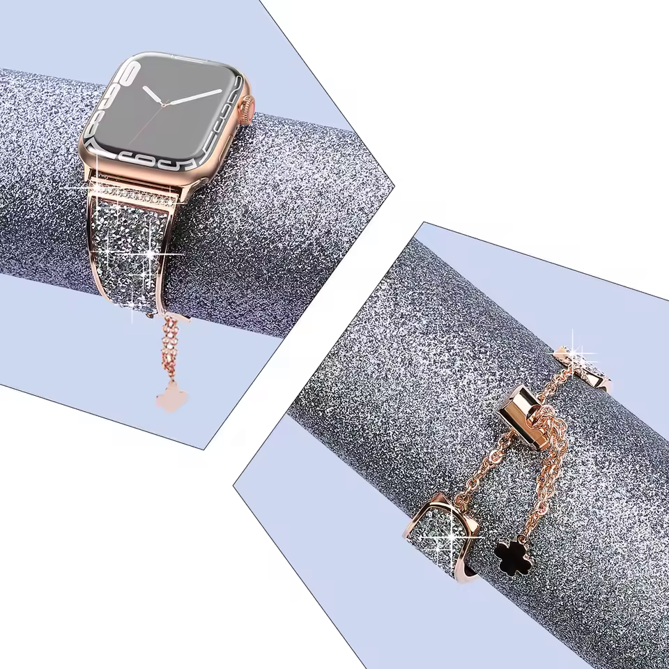 Women's Diamond Metal Apple Watch Band – Evening Wear Style