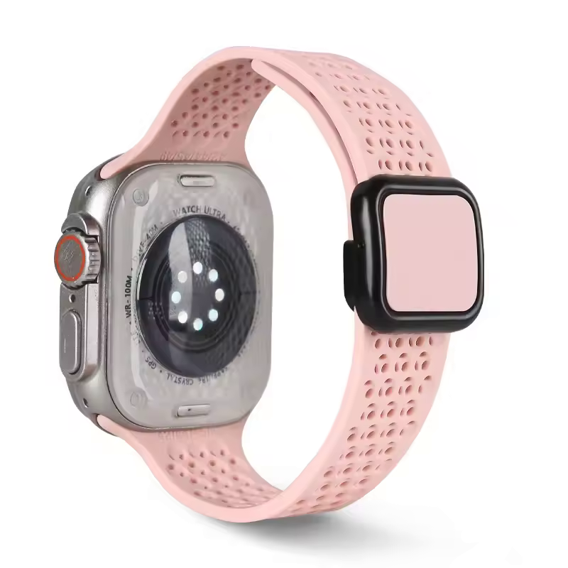 Chunky chain rubber Apple Watch strap black on watch