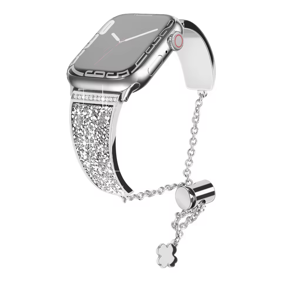 Women's Diamond Metal Apple Watch Band – Folding Clasp Detail