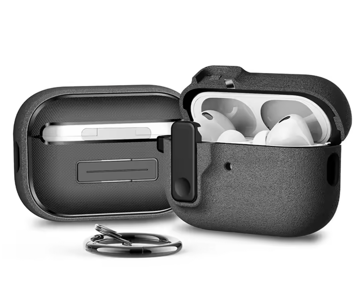 AirPods 4 Binkson case army green with keychain front view