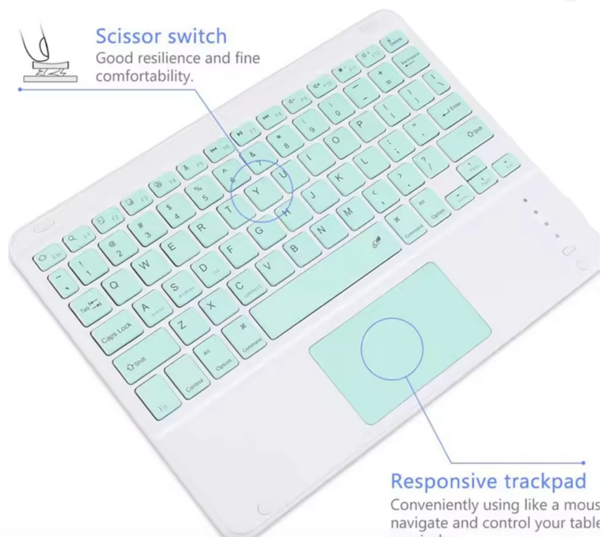 Wireless Touchpad Keyboard 10-Inch Rechargeable – Slim Multi-Device Keyboard (eng+arab)
