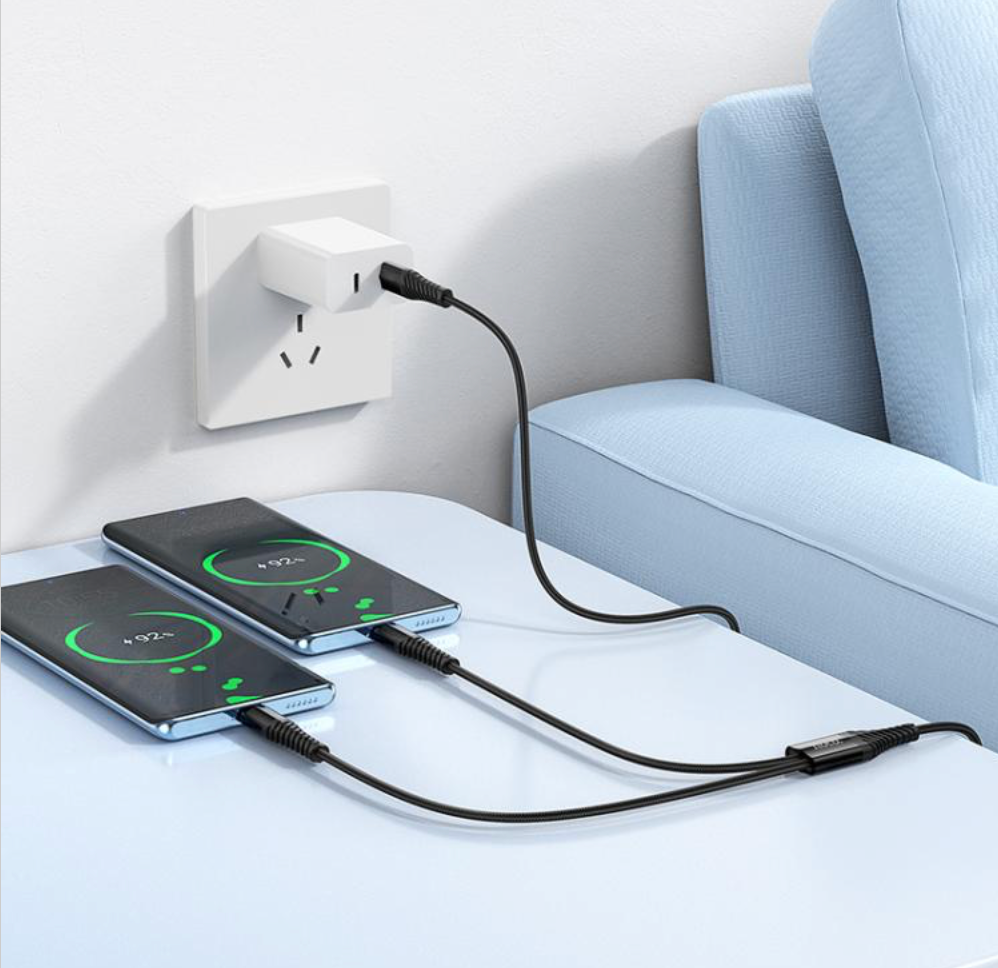 HOCO X123 dual USB-C cable designed for fast charging and data transfer.