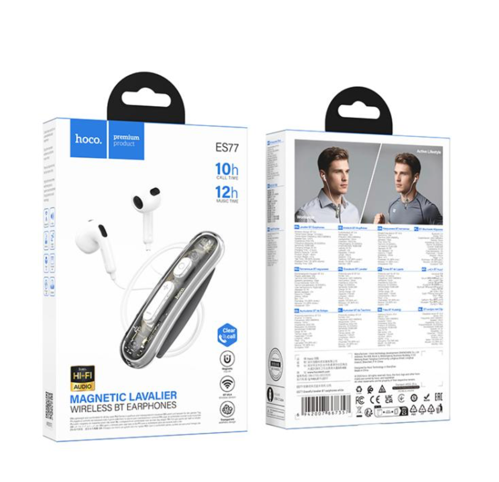 HOCO ES77 magnetic lavalier wireless earphones Bluetooth neckband
