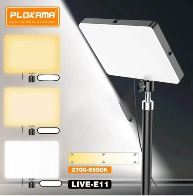 PLOKAMA E11 ring light for vlogging and content creation setup
