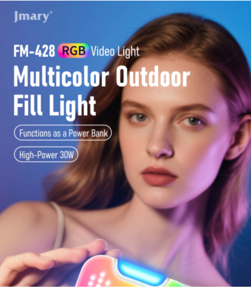 Jmary FM-428RGB rechargeable studio light with Type-C charging
